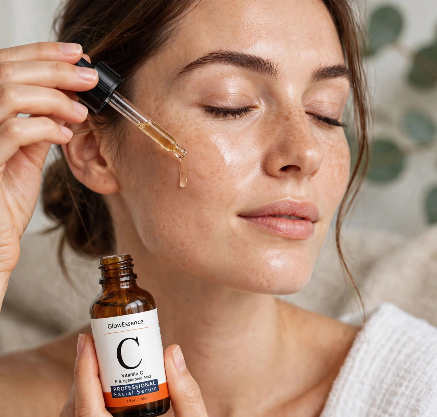 GlowEssence Vitamin C Glow Serum with Hyaluronic Acid & Vitamin E – Hydrating Brightening Facial Serum – 30ml