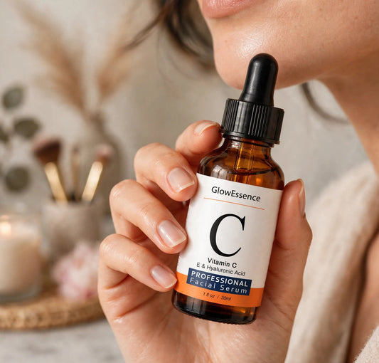 GlowEssence Vitamin C Glow Serum with Hyaluronic Acid & Vitamin E – Hydrating Brightening Facial Serum – 30ml